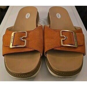 Dr. Scholl's Women Iconic Buckle Sandal Get it Movin Coral Rust Orange Slide 10M